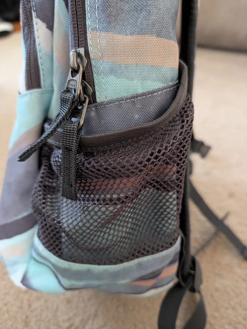 Dakine Teal Striped Backpack With Bringham Young University Kennedy Center Patch